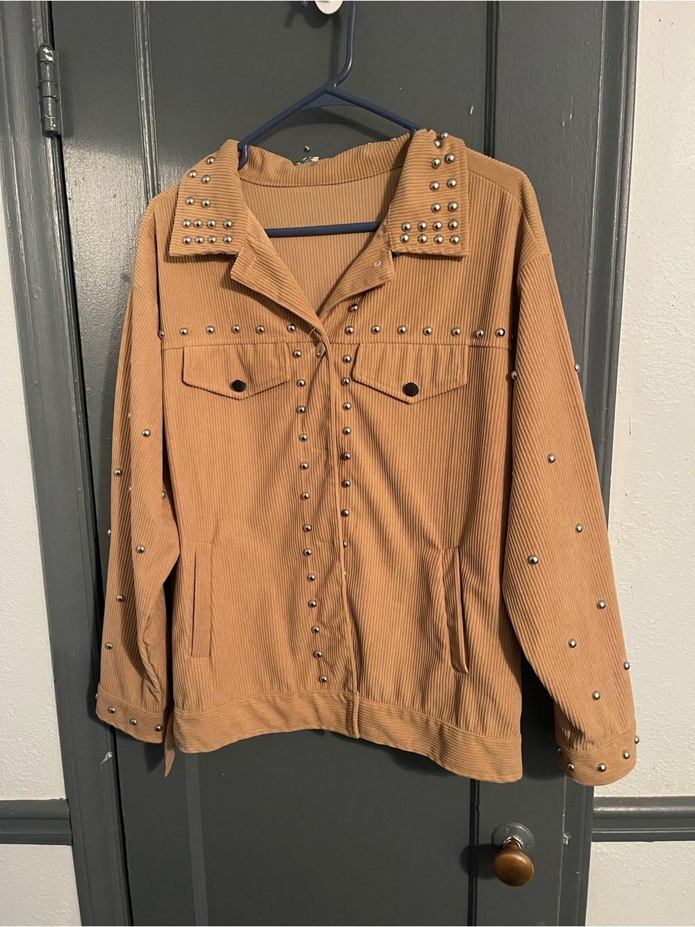 Studded Corduroy Jacket - Tan